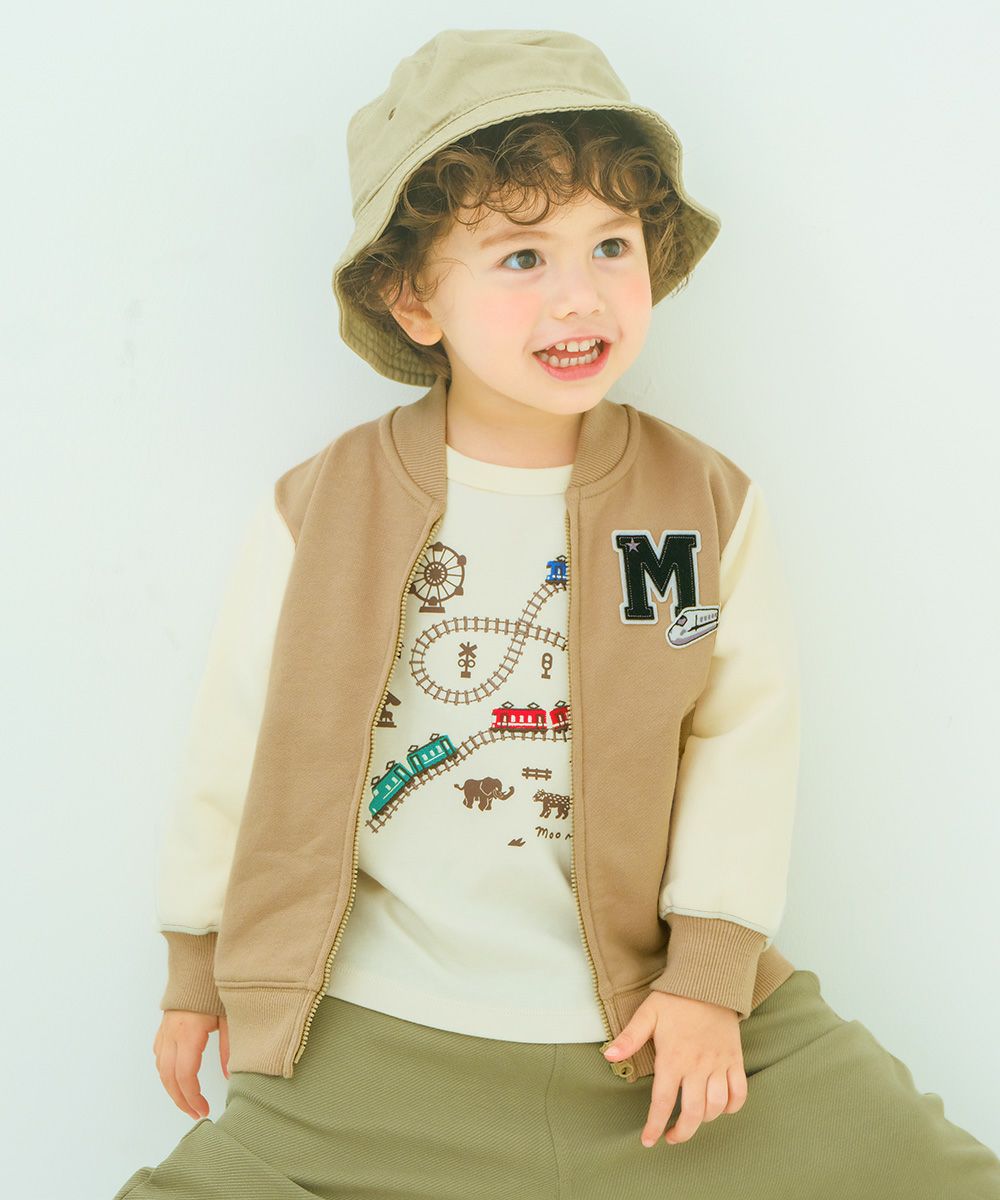 ベビー服 男の子 電車刺繍 動物園プリント Tシャツ オフホワイト(11) モデル画像2