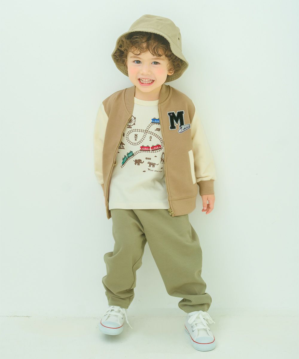 ベビー服 男の子 電車刺繍 動物園プリント Tシャツ オフホワイト(11) モデル画像3