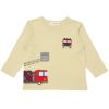 ベビー服 男の子 はたらく車ワッペンつき Tシャツ ベージュ(51) 正面