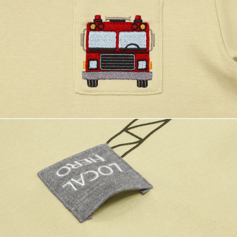 ベビー服 男の子 はたらく車ワッペンつき Tシャツ ベージュ(51) デザインポイント1