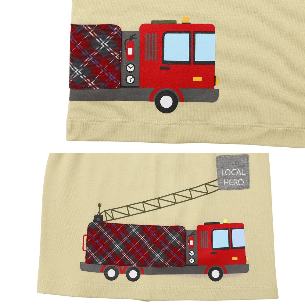 ベビー服 男の子 はたらく車ワッペンつき Tシャツ ベージュ(51) デザインポイント2