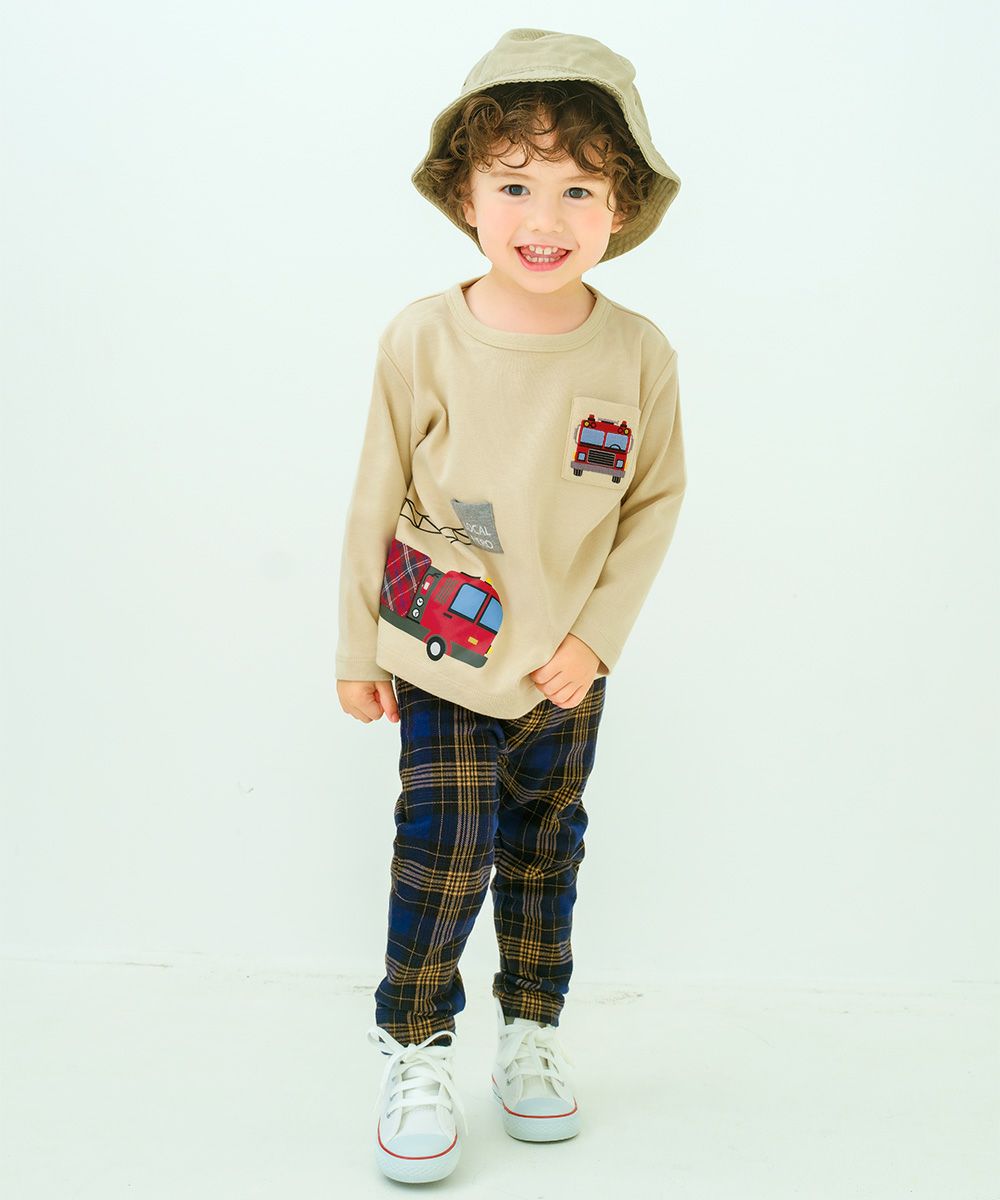 ベビー服 男の子 はたらく車ワッペンつき Tシャツ ベージュ(51) モデル画像2