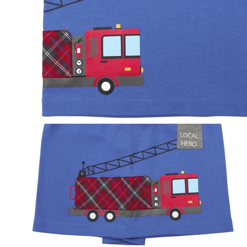 ベビー服 男の子 はたらく車ワッペンつき Tシャツ ブルー(61) デザインポイント2