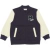 ベビー服 男の子 ロゴ 電車ワッペン ジップアップ 裏毛ジャケット ネイビー(06) 正面
