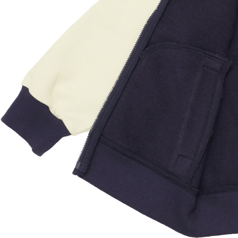 ベビー服 男の子 ロゴ 電車ワッペン ジップアップ 裏毛ジャケット ネイビー(06) デザインポイント2