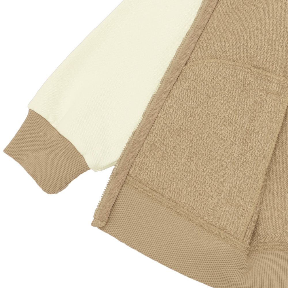 ベビー服 男の子 ロゴ 電車ワッペン ジップアップ 裏毛ジャケット ベージュ(51) デザインポイント2