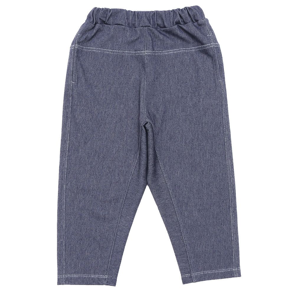 ベビー服 男の子 男女兼用 デニムツイルニット マチつきテーパードパンツ ネイビー(06) 正面