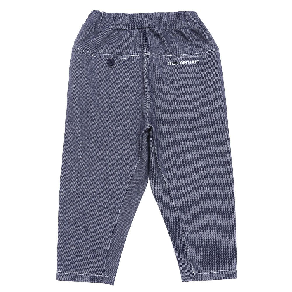 ベビー服 男の子 男女兼用 デニムツイルニット マチつきテーパードパンツ ネイビー(06) 背面