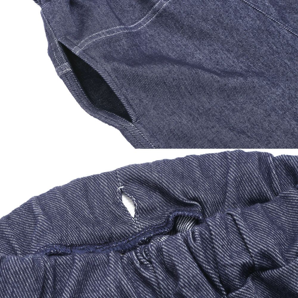 ベビー服 男の子 男女兼用 デニムツイルニット マチつきテーパードパンツ ネイビー(06) デザインポイント1
