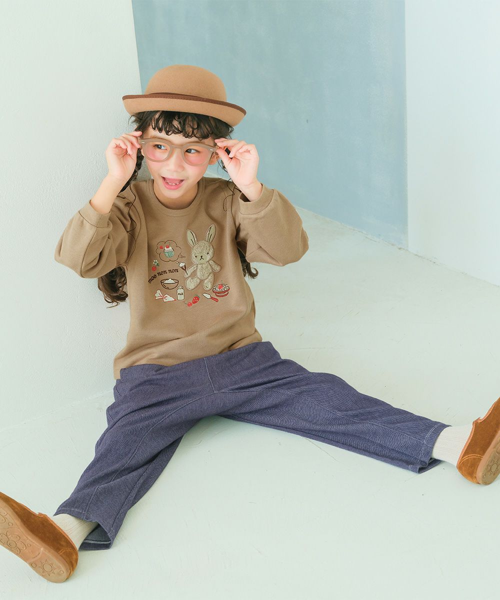 ベビー服 男の子 男女兼用 デニムツイルニット マチつきテーパードパンツ ネイビー(06) モデル画像2