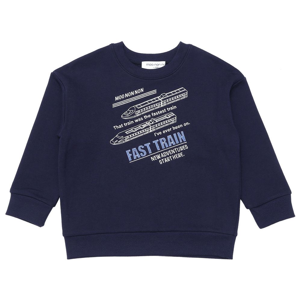 ベビー服 男の子 電車 ロゴ刺? 裏毛トレーナー ネイビー(06) 正面