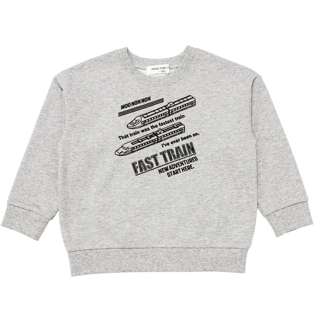 ベビー服 男の子 電車 ロゴ刺? 裏毛トレーナー 杢ｸﾞﾚｰ(92) 正面