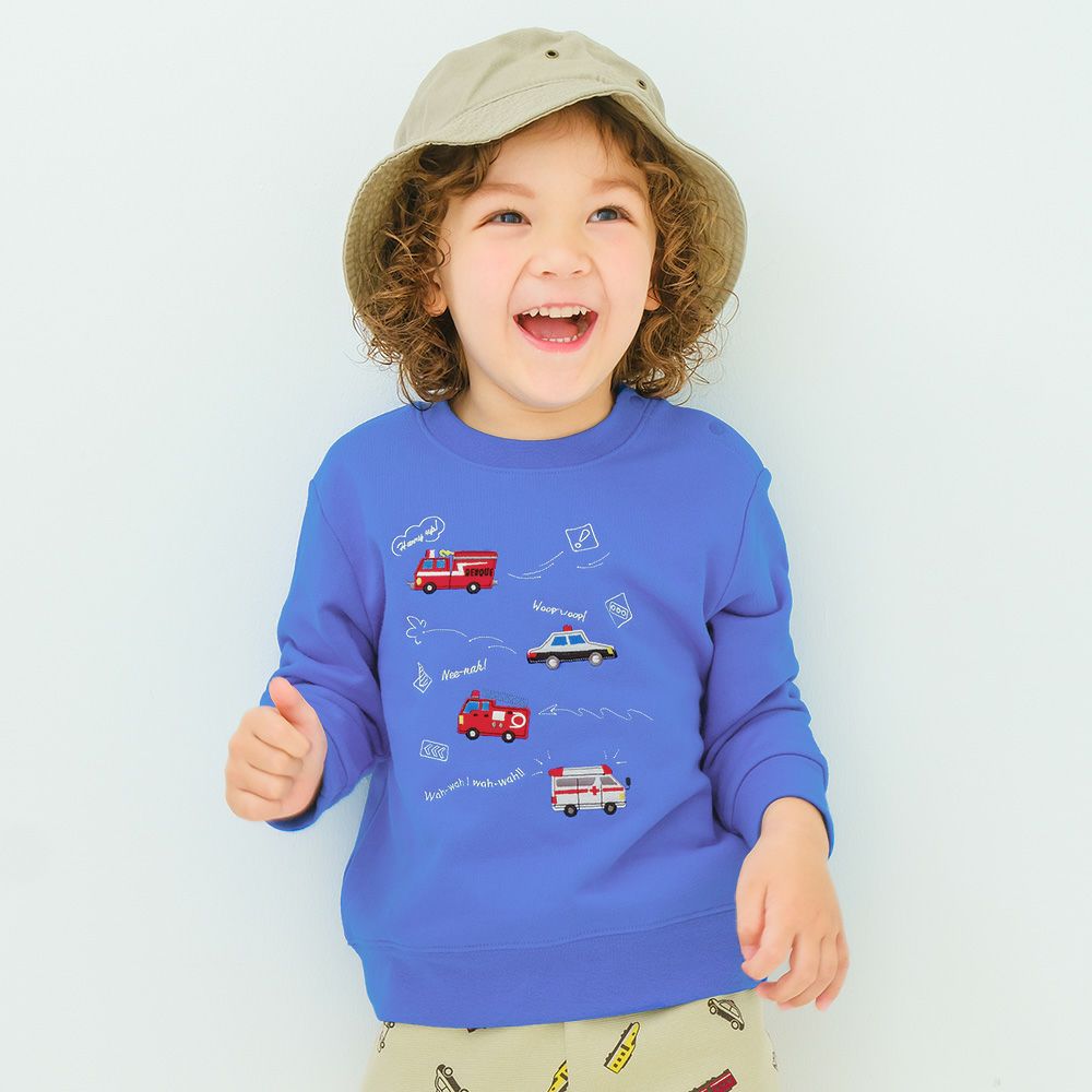 ベビー服 男の子 はたらく車ワッペン裏毛トレーナー