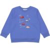 ベビー服 男の子 はたらく車ワッペン裏毛トレーナー ブルー(61) 正面