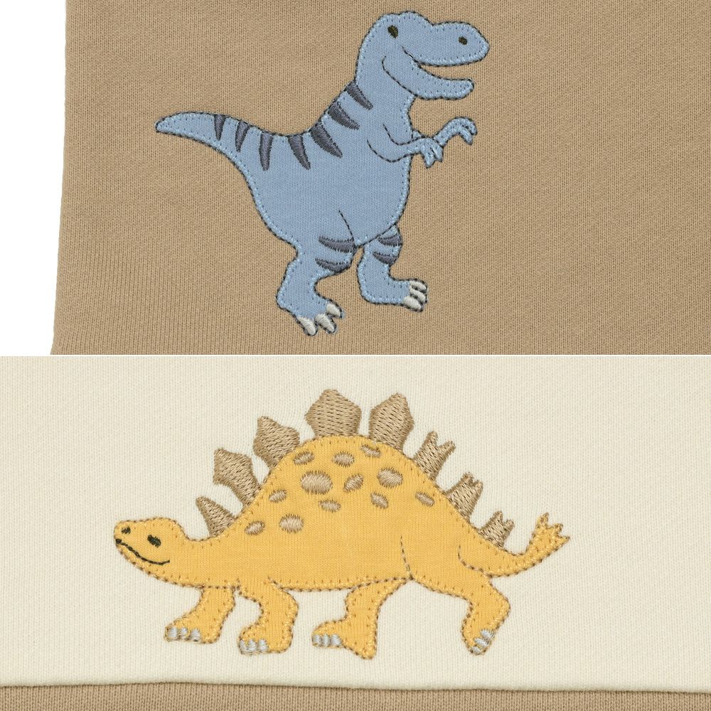 ベビー服 男の子 恐竜ワッペン ポケットつき 裏毛トレーナー オレンジ(07) デザインポイント1