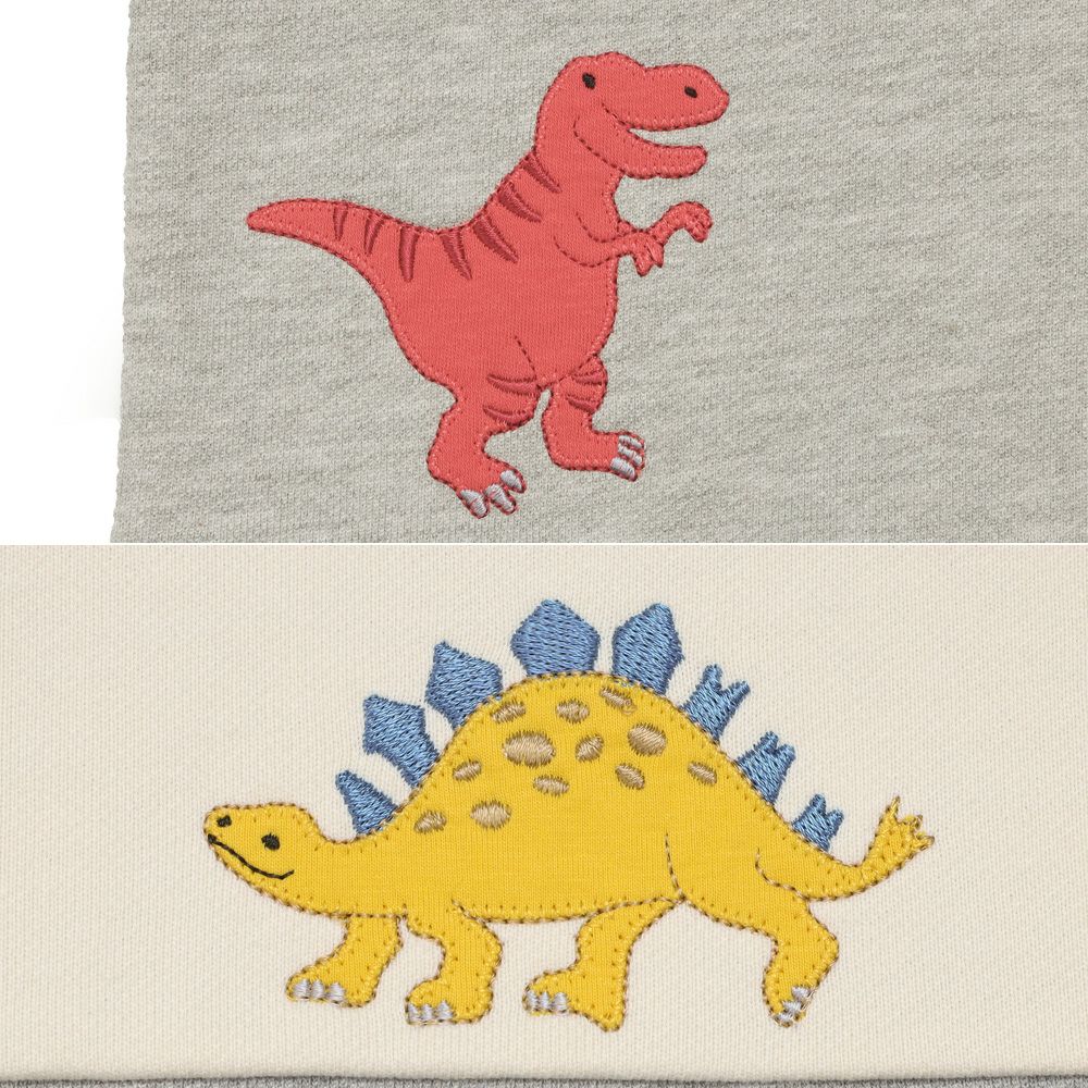 ベビー服 男の子 恐竜ワッペン ポケットつき 裏毛トレーナー ブルー(61) デザインポイント1