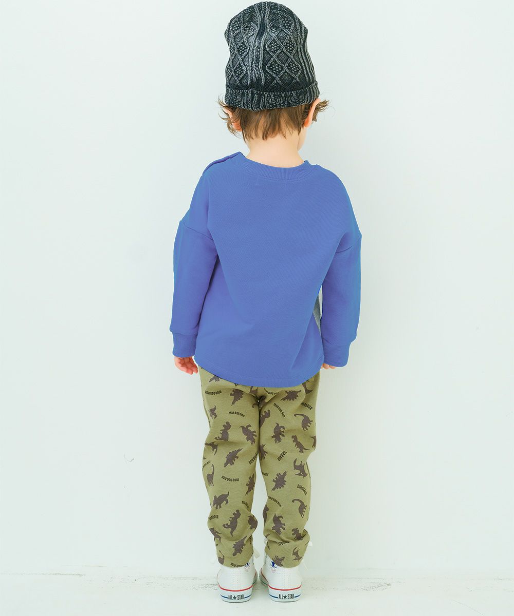 ベビー服 男の子 恐竜ワッペン ポケットつき 裏毛トレーナー ブルー(61) モデル画像2