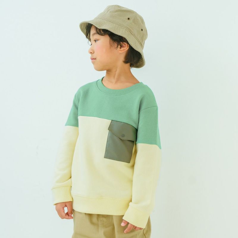 子供服 男の子 バイカラー切り替え ポケットつき 裏毛トレーナー