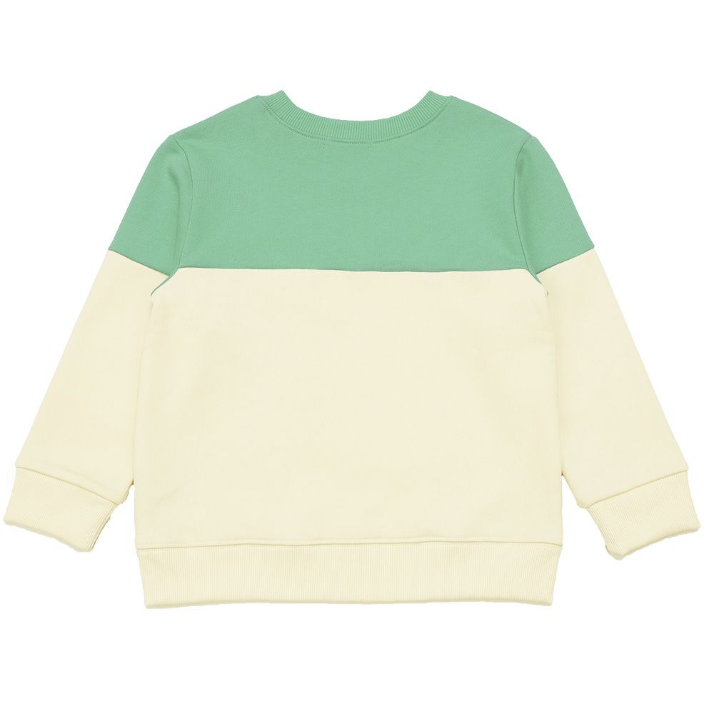 子供服 男の子 子ども服 こども服 キッズ ジュニア バイカラー 切り替え ポケットつき 裏毛 グリーン(08) 背面