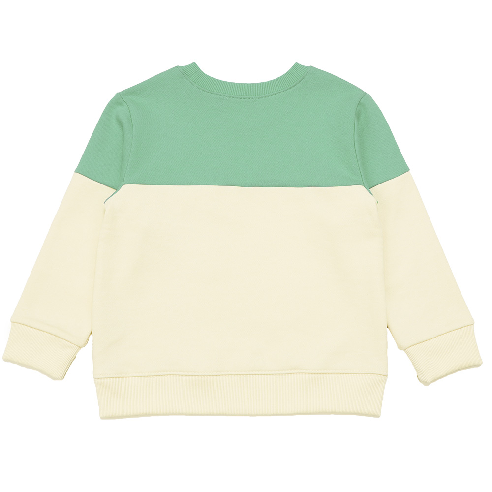 子供服 男の子 子ども服 こども服 キッズ ジュニア バイカラー 切り替え ポケットつき 裏毛 グリーン(08) 背面