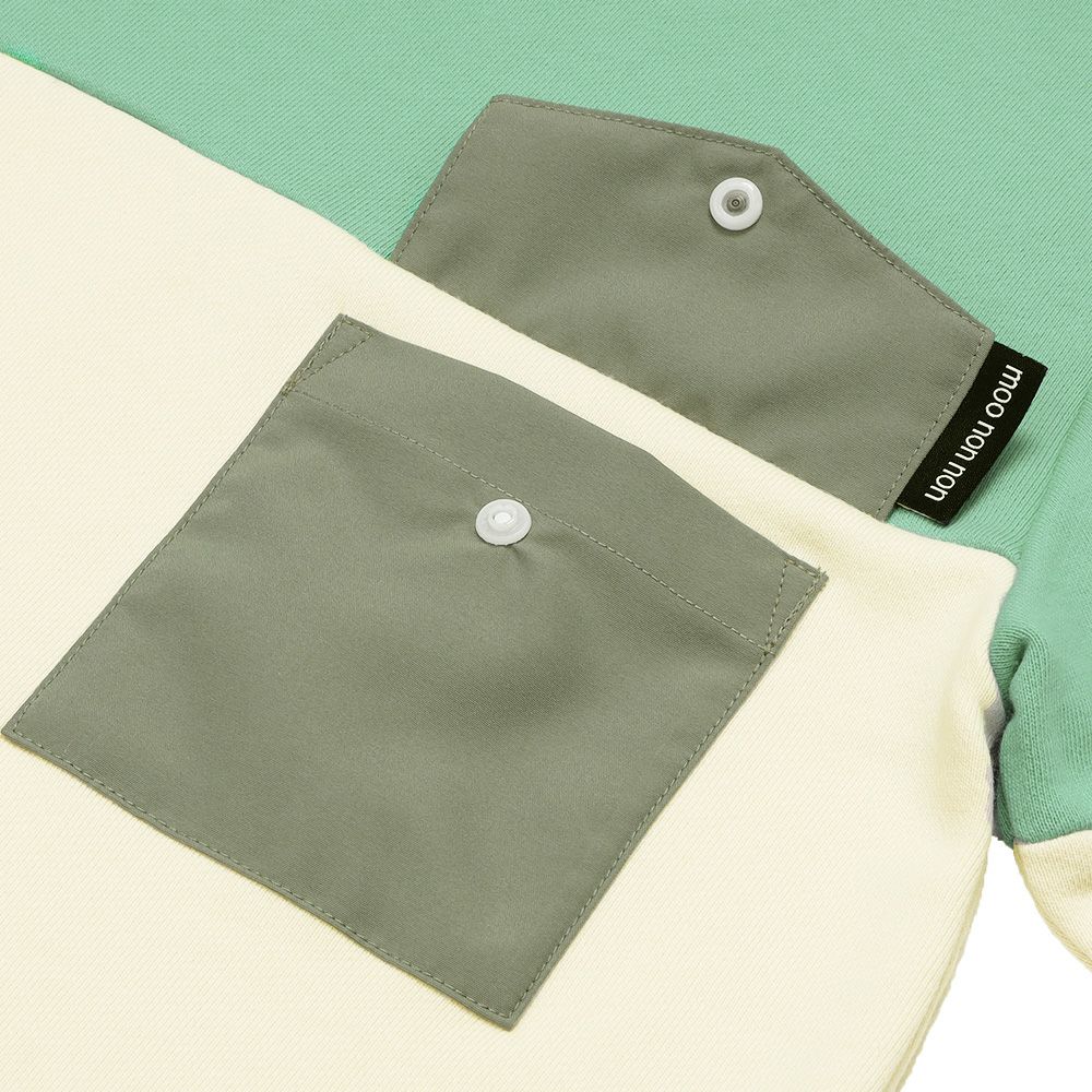 子供服 男の子 子ども服 こども服 キッズ ジュニア バイカラー 切り替え ポケットつき 裏毛 グリーン(08) デザインポイント1