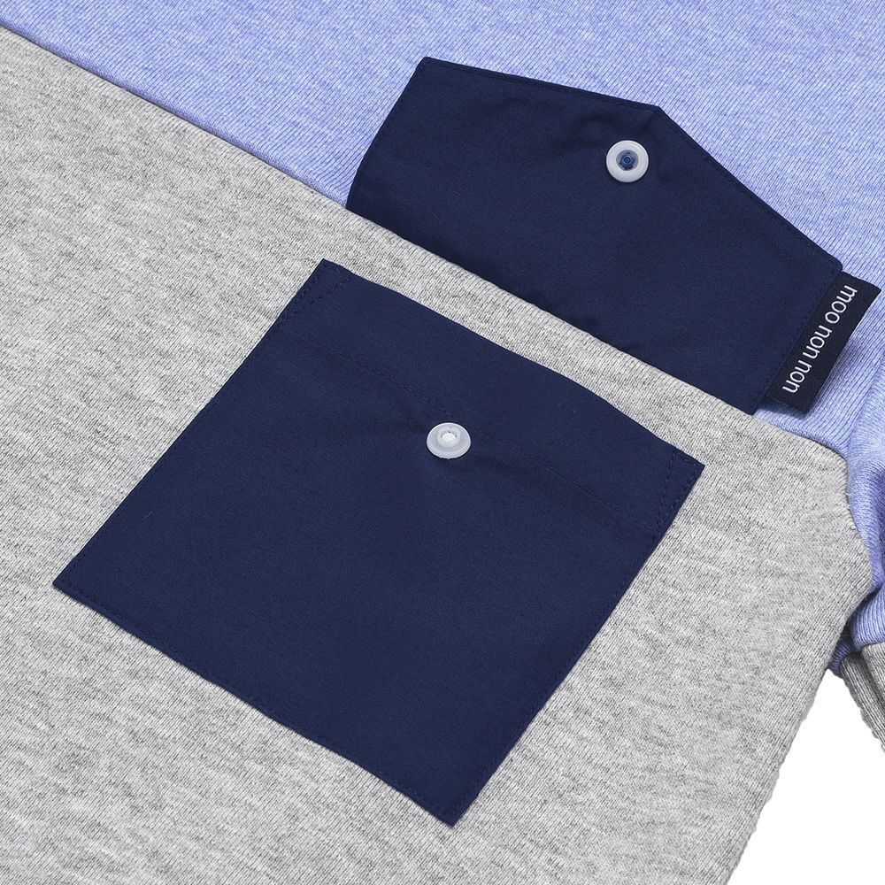 子供服 男の子 子ども服 こども服 キッズ ジュニア バイカラー 切り替え ポケットつき 裏毛 ブルー(61) デザインポイント1