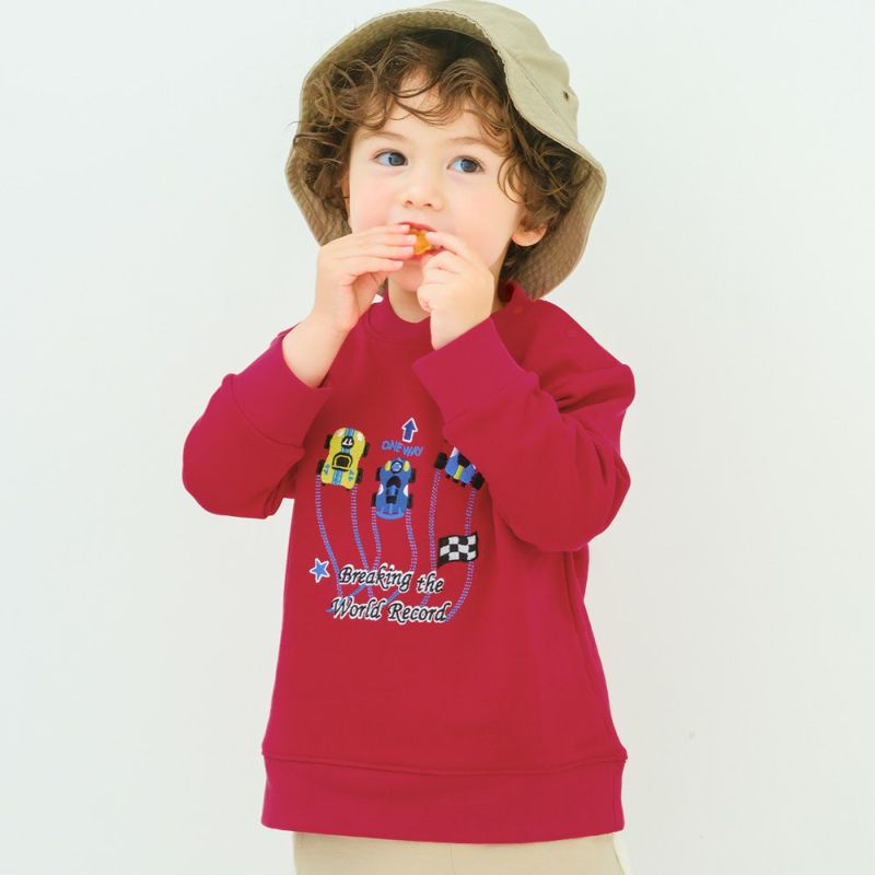 ベビー服 男の子 レーシングカー刺繍 裏毛トレーナー