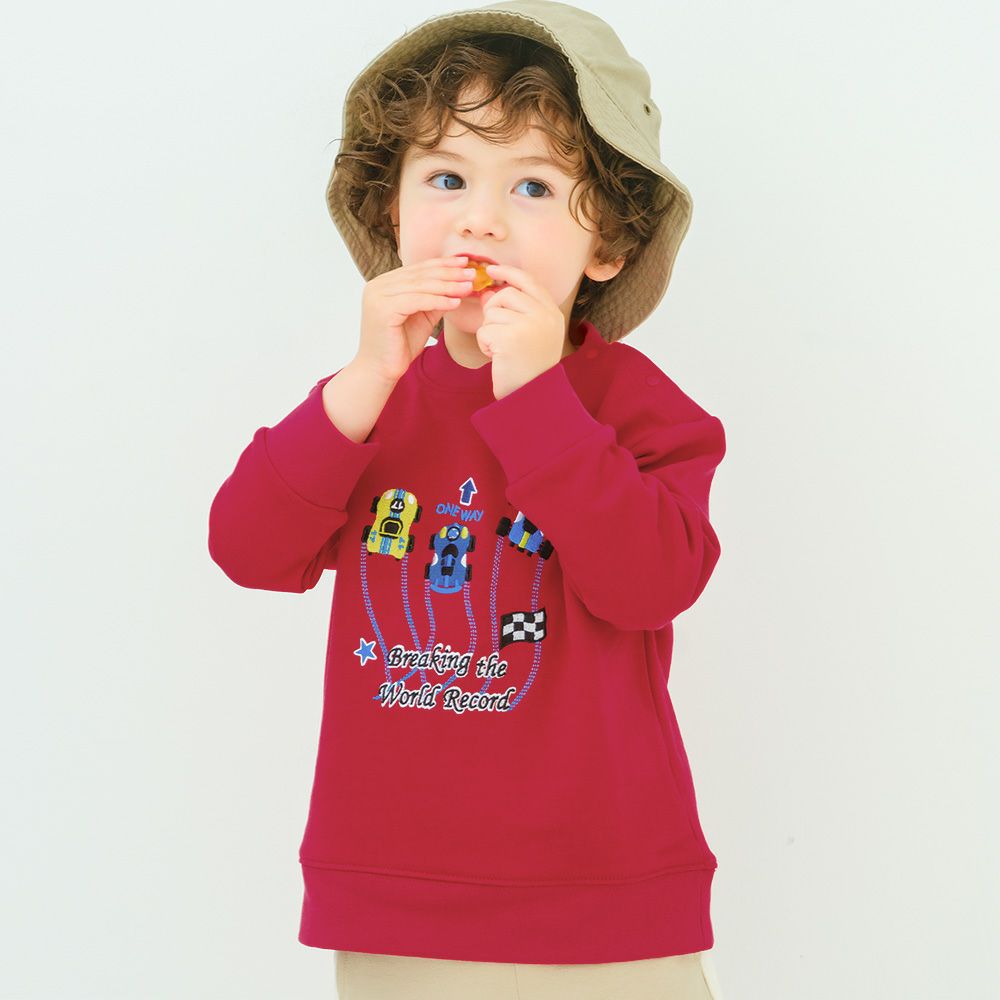 ベビー服 男の子 レーシングカー刺繍 裏毛トレーナー