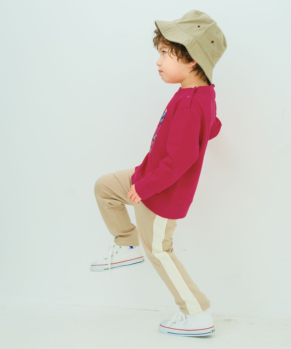 ベビー服 男の子 レーシングカー刺繍 裏毛トレーナー レッド(03) モデル画像3