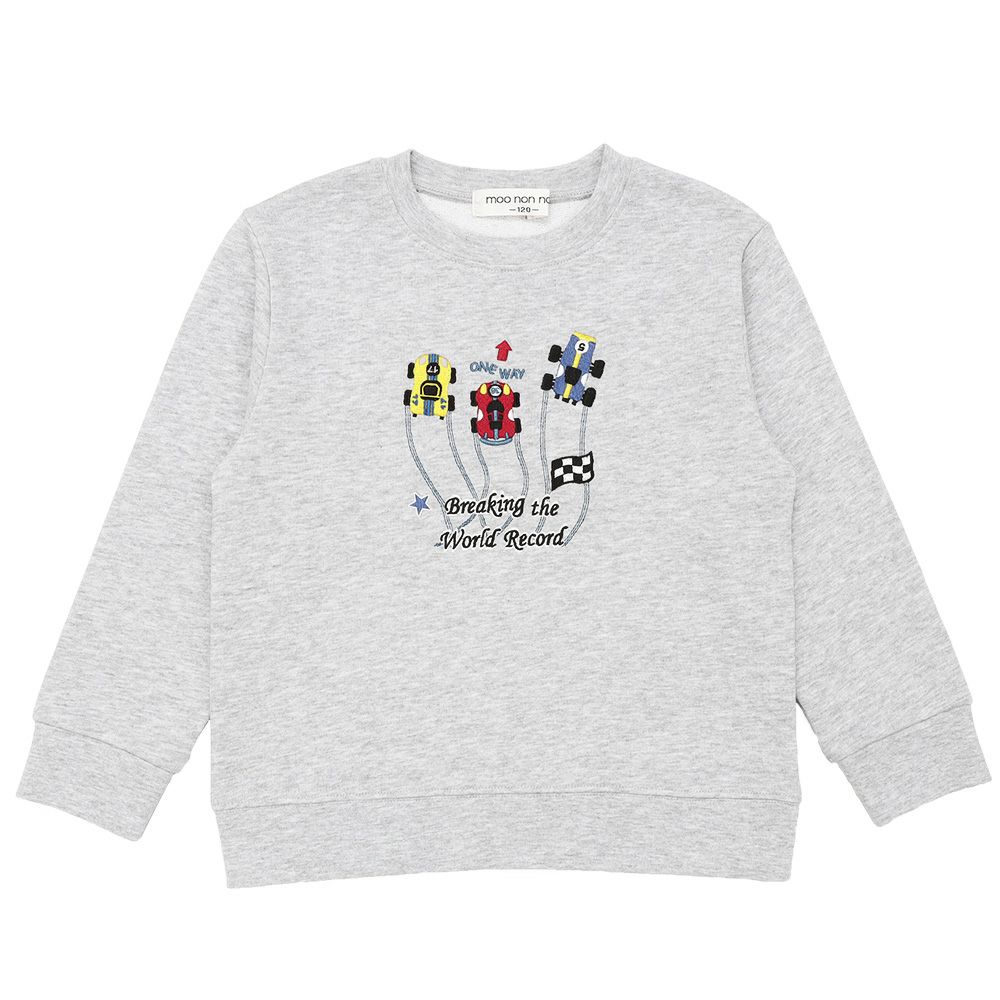 ベビー服 男の子 レーシングカー刺繍 裏毛トレーナー 杢ｸﾞﾚｰ(92) 正面