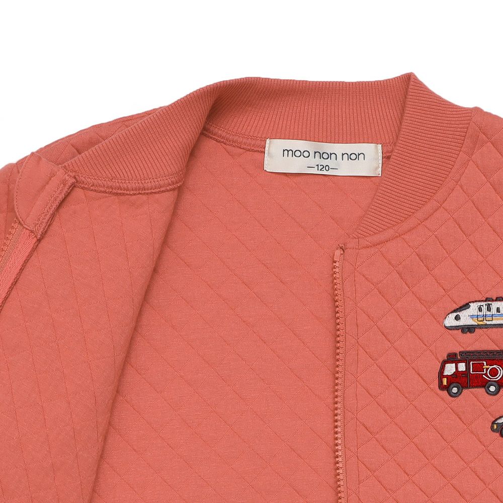 ベビー服 男の子 はたらく車ワッペン キルトニットジャケット オレンジ(07) デザインポイント2