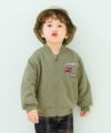 ベビー服 男の子 はたらく車ワッペン キルトニットジャケット カーキ(82) モデル画像1