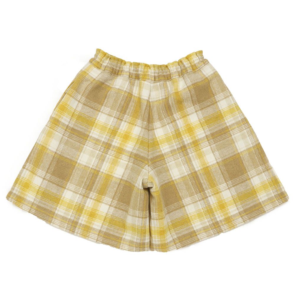 子供服 女の子 チェック柄 裏地付き 厚手 キュロットパンツ イエロー(04) 背面