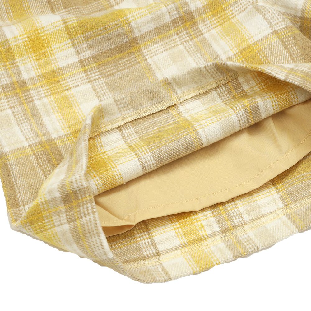 子供服 女の子 チェック柄 裏地付き 厚手 キュロットパンツ イエロー(04) デザインポイント1