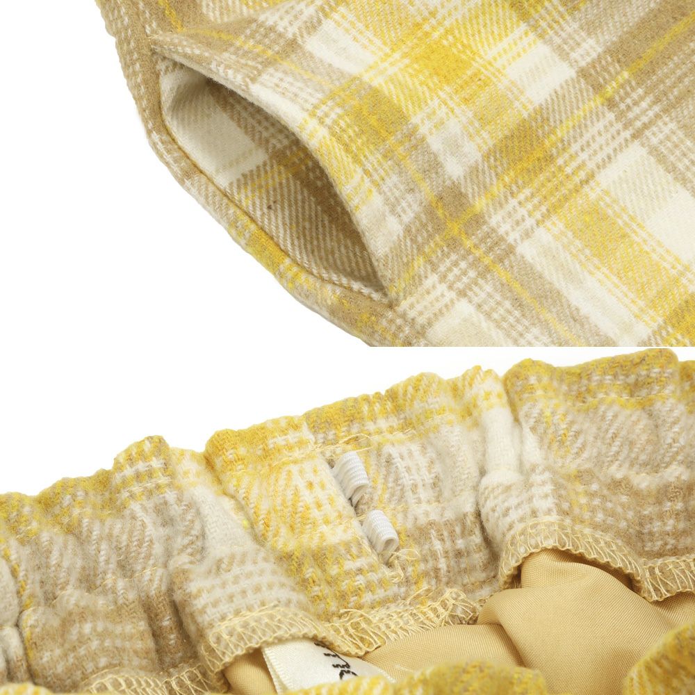 子供服 女の子 チェック柄 裏地付き 厚手 キュロットパンツ イエロー(04) デザインポイント2