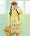 子供服 女の子 チェック柄 裏地付き 厚手 キュロットパンツ イエロー(04) モデル画像1