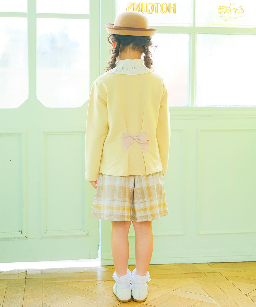子供服 女の子 チェック柄 裏地付き 厚手 キュロットパンツ イエロー(04) モデル画像2