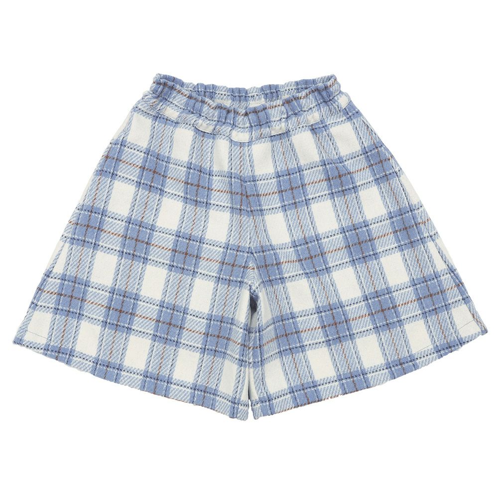 子供服 女の子 チェック柄 裏地付き 厚手 キュロットパンツ ブルー(61) 正面