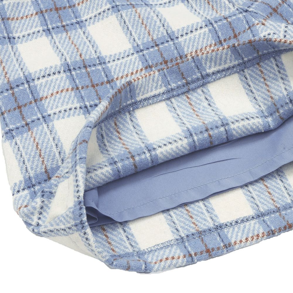 子供服 女の子 チェック柄 裏地付き 厚手 キュロットパンツ ブルー(61) デザインポイント1