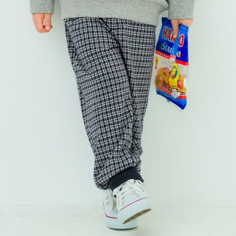ベビー服 男の子 子ども服 こども キッズ ジャガードニット ストレッチ チェック柄 フルレングス ジョガーパンツ
