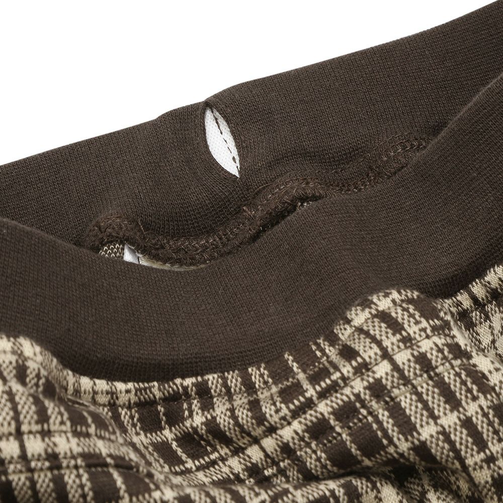 ベビー服 男の子 子ども服 こども キッズ ジャガードニット ストレッチ チェック柄 フルレングス ジョガーパンツ ブラウン(05) デザインポイント2