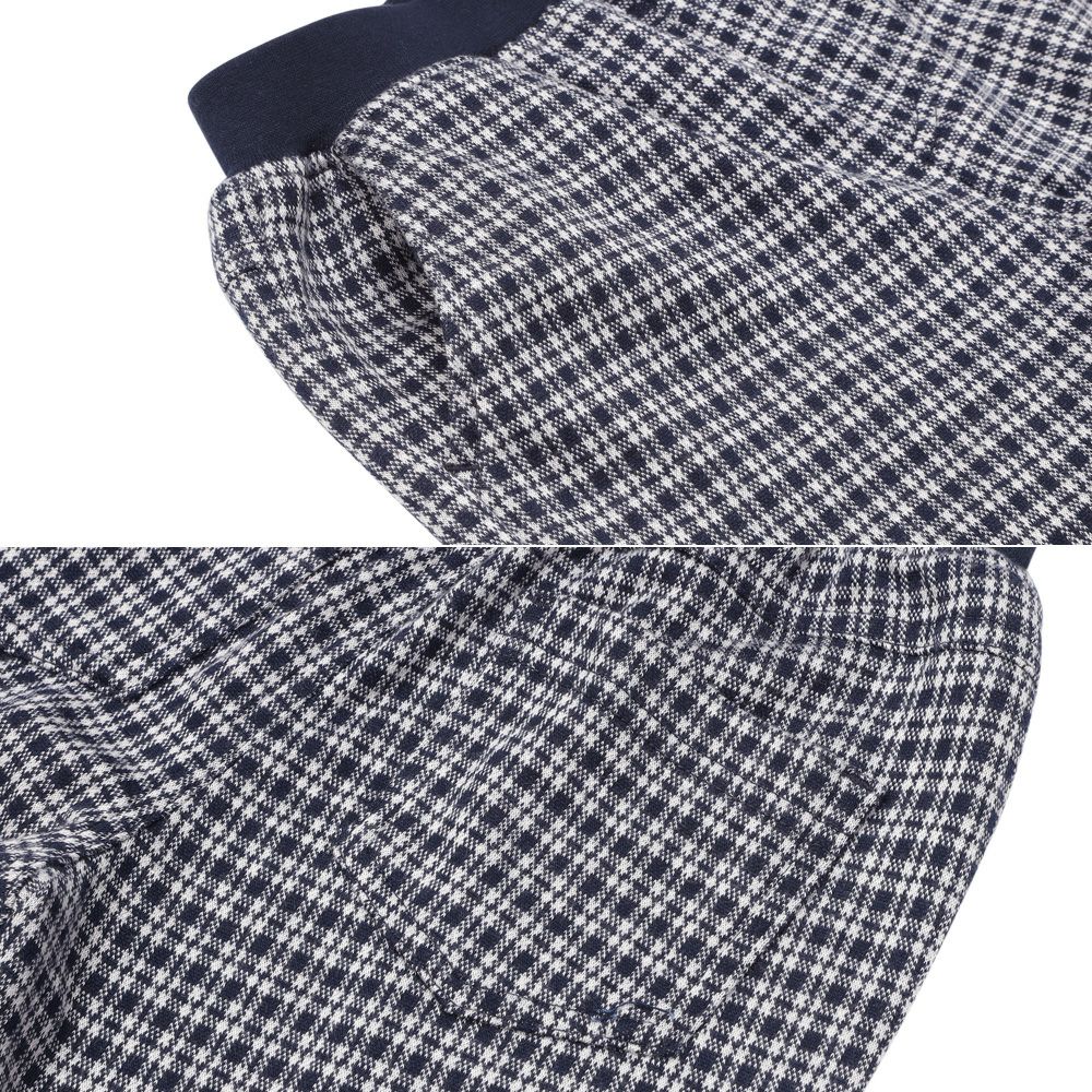 ベビー服 男の子 子ども服 こども キッズ ジャガードニット ストレッチ チェック柄 フルレングス ジョガーパンツ ネイビー(06) デザインポイント1