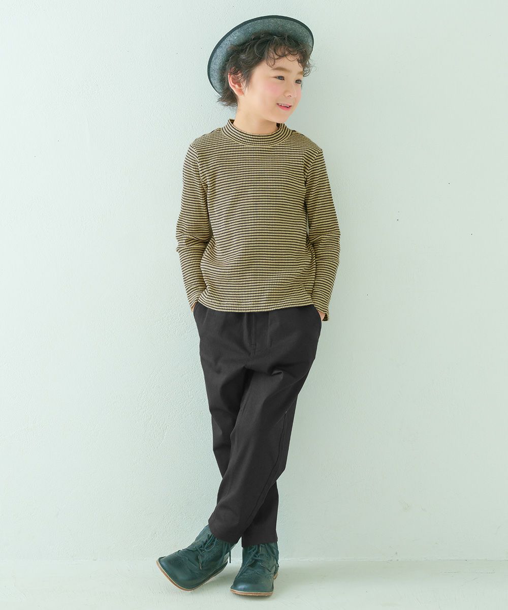 子供服 男の子 子ども服 こども キッズ ストレッチツイル ウエストゴム ポケットマチつき テーパードパンツ ブラック(00) モデル画像アップ