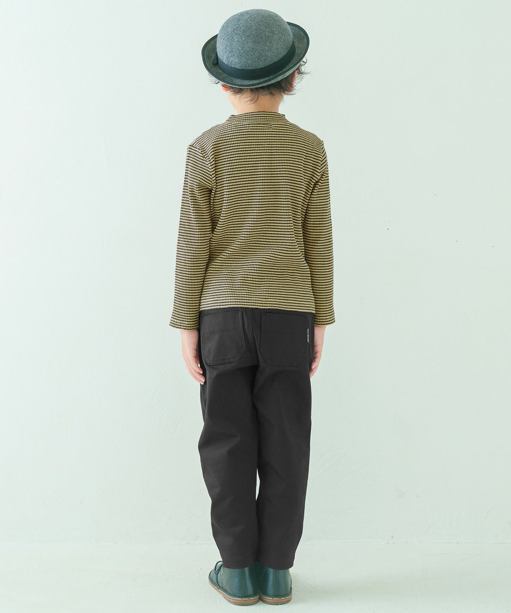 子供服 男の子 子ども服 こども キッズ ストレッチツイル ウエストゴム ポケットマチつき テーパードパンツ ブラック(00) モデル画像全身