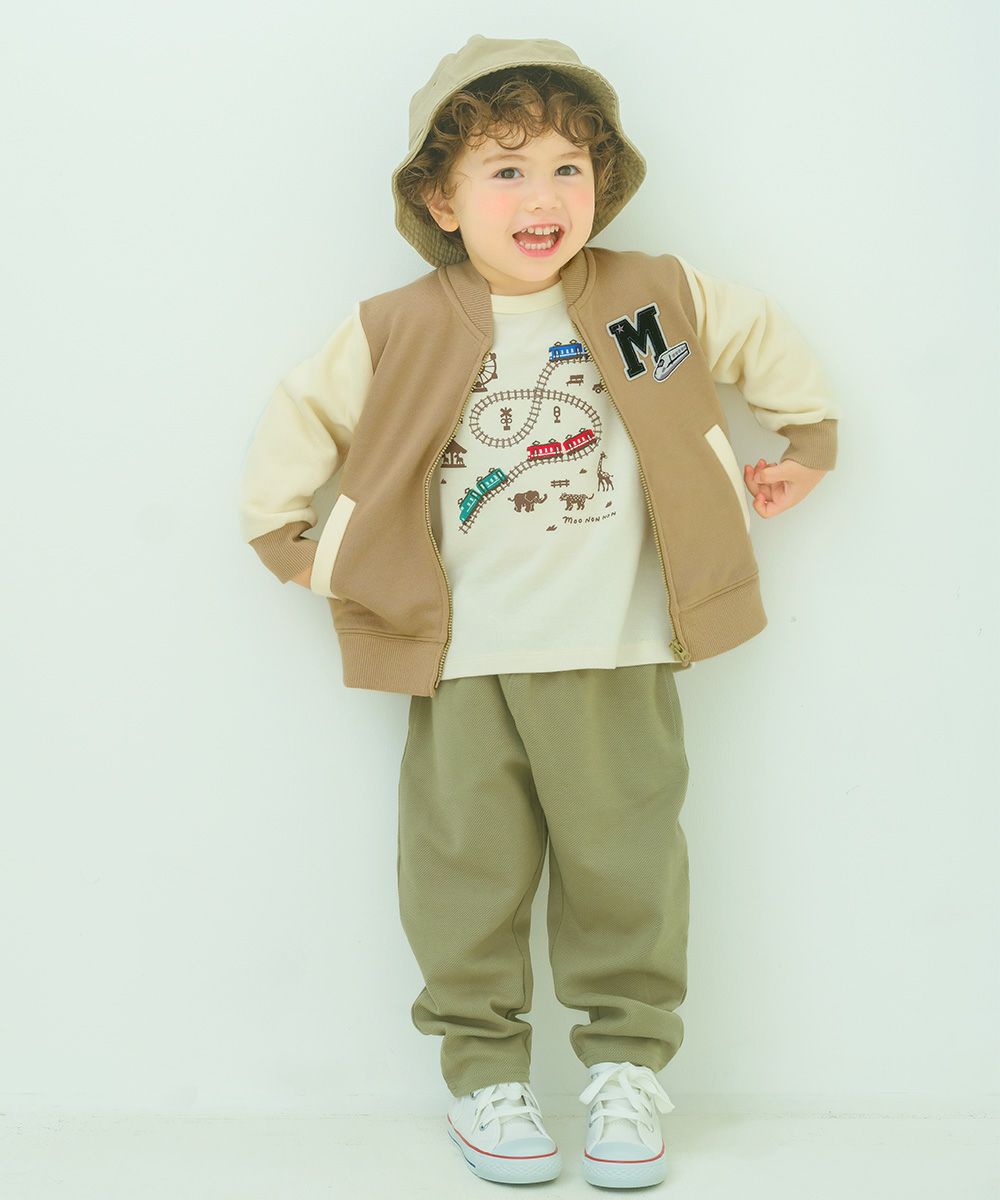 ベビー服 男の子 ニットツイル フルレングスパンツ カーキ(82) モデル画像1