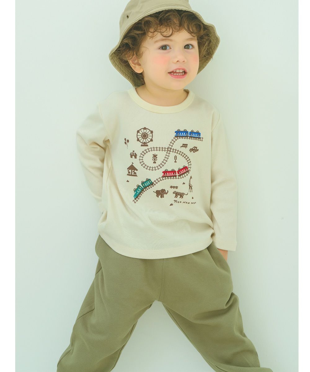 ベビー服 男の子 ニットツイル フルレングスパンツ カーキ(82) モデル画像3