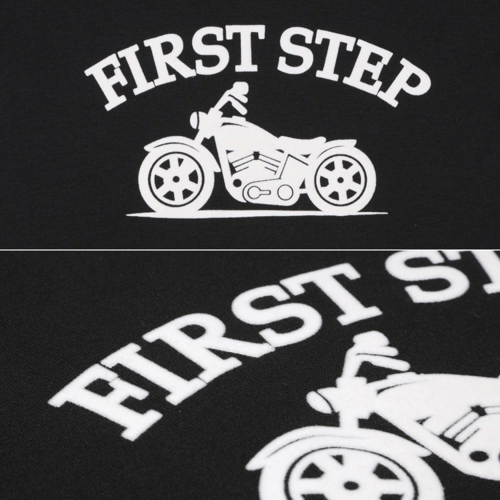 子供服 男の子 子ども服 こども服 キッズ ジュニア 綿100％ ロンT 長そで バイク ロゴ フロッキー プリント ブラック(00) デザインポイント1