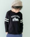 子供服 男の子 子ども服 こども服 キッズ ジュニア 綿100％ ロンT 長そで バイク ロゴ フロッキー プリント ブラック(00) モデル画像アップ