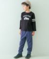 子供服 男の子 子ども服 こども服 キッズ ジュニア 綿100％ ロンT 長そで バイク ロゴ フロッキー プリント ブラック(00) モデル画像全身