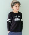 子供服 男の子 子ども服 こども服 キッズ ジュニア 綿100％ ロンT 長そで バイク ロゴ フロッキー プリント ブラック(00) モデル画像1